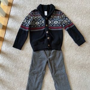 Gymboree sweater and matching grey corduroy pants